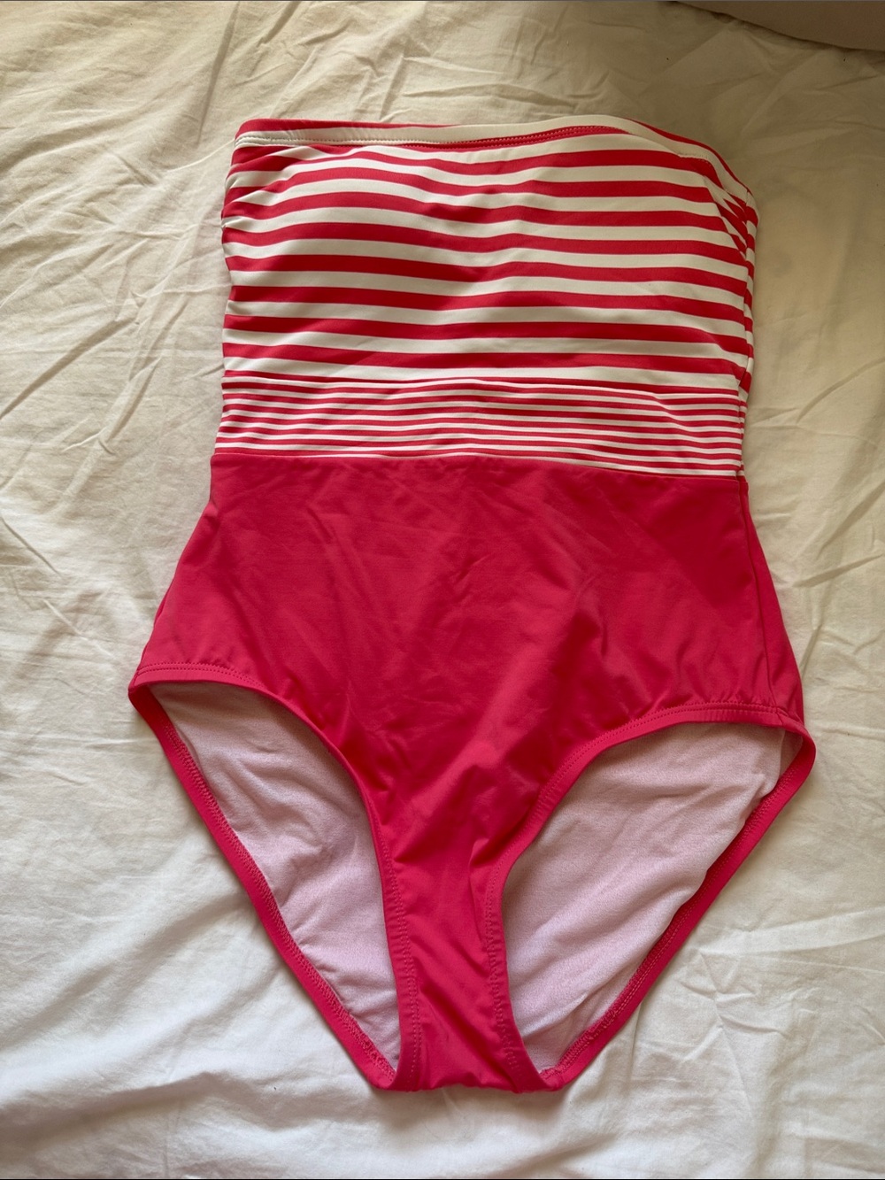Tommy Bahama Red & White Stripe Girls' One-Piece Swimsuit
It’s missing straps